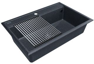 Комплект Paulmark: мойка Stepia 80 и ролл-мат Step PM117551-DG+R375-BS графит/брашированная нержавеющая сталь